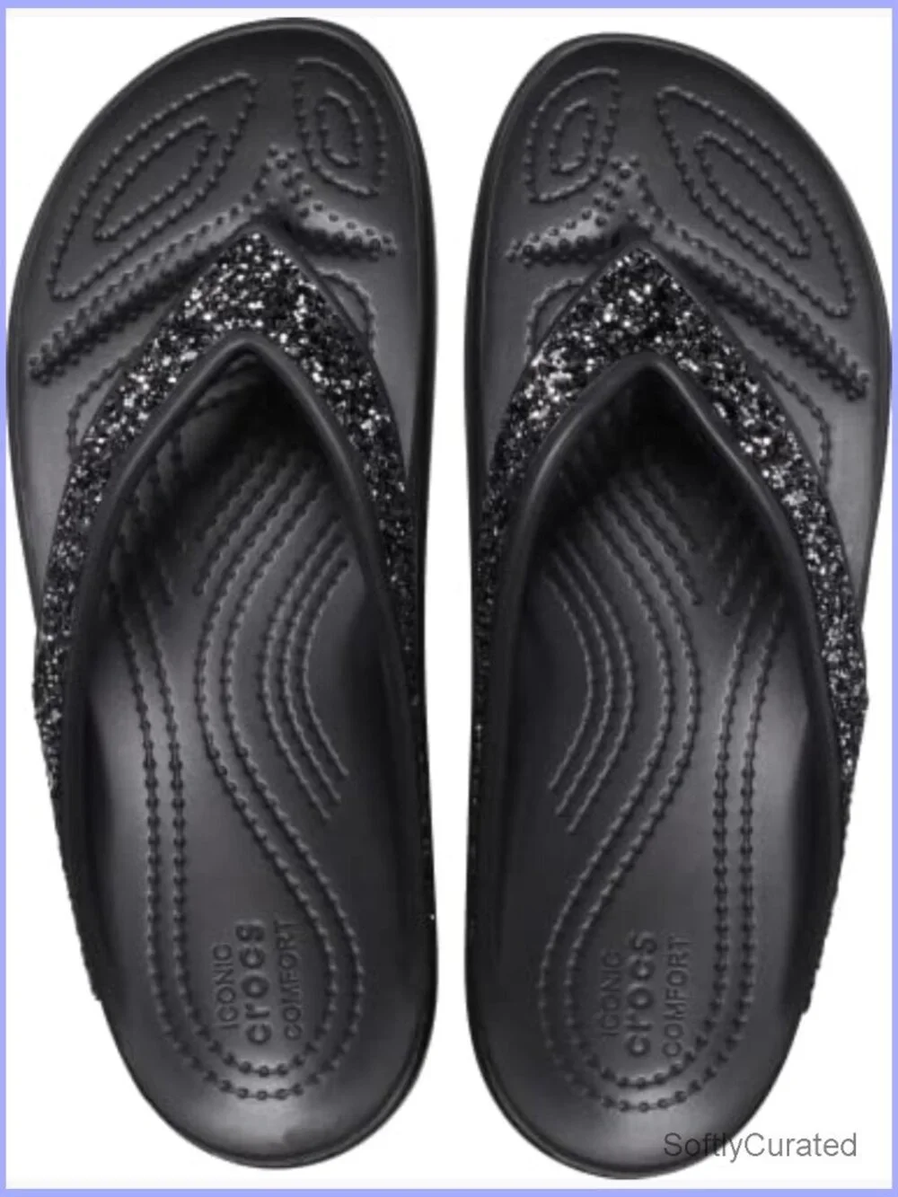 Embellished Wedge Flip Flops Sandals Women's Crocs Sloane Glitter